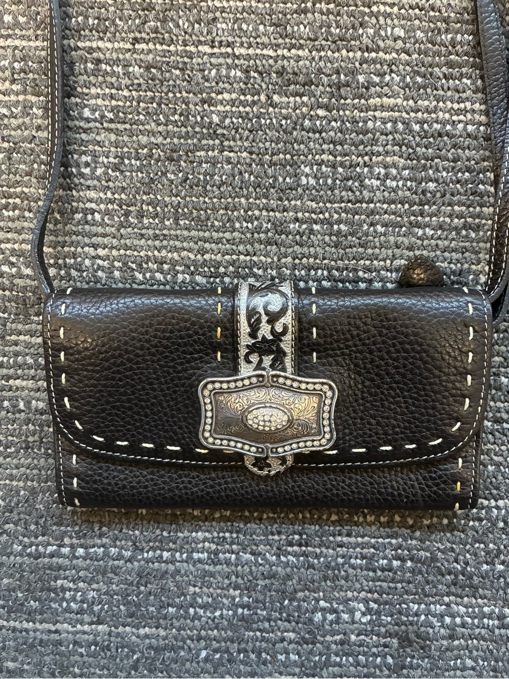 Brighton Brocade Wallet Organizer Crossbody with Silver-Tone